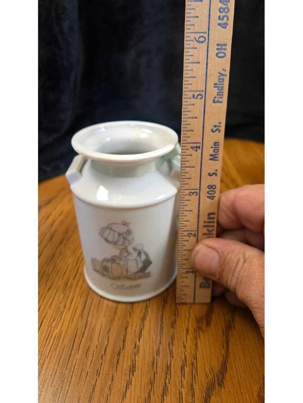 Precious Moments October Milk Can Vase with Ribbon Accent